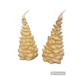 Vintage Pair of Christmas Tree with gold edge candles